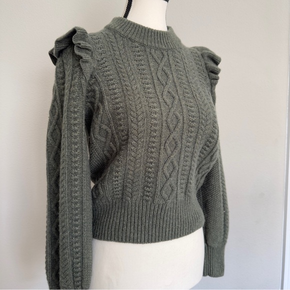 *MADEWELL* Green Pullover Cable Knit S - Picture 3 of 5
